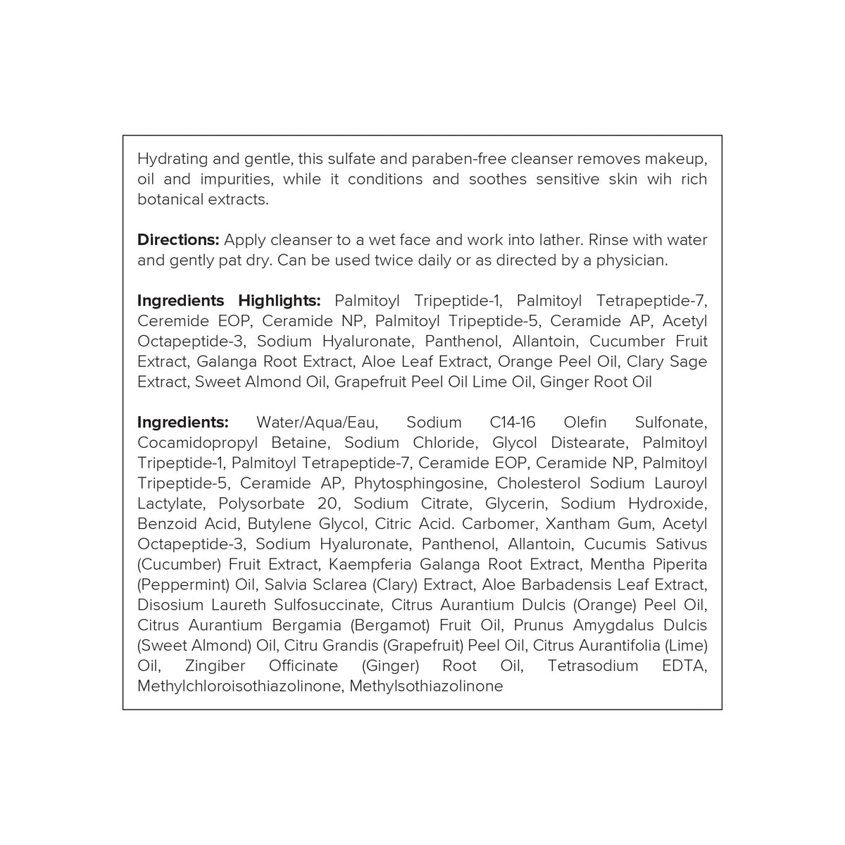 DRMTLGY back label close-up with ingredients and directions for confident use