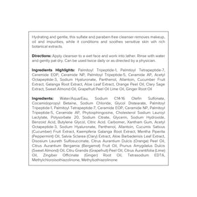 DRMTLGY back label close-up with ingredients and directions for confident use