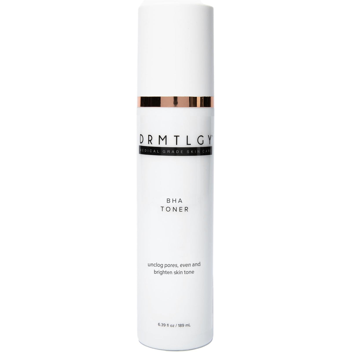 DRMTLGY front packaging of clarifying toner showing bottle and label, benefits visible