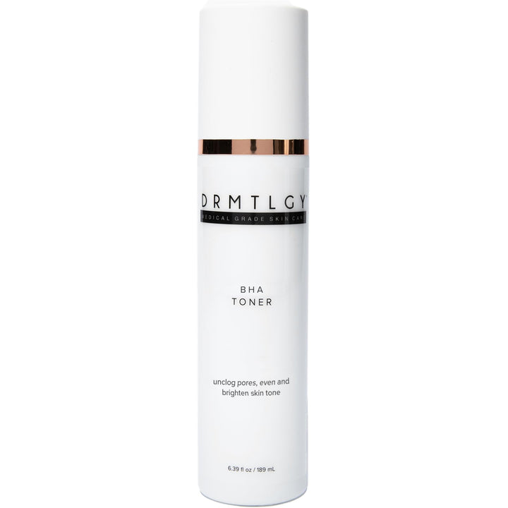 DRMTLGY front packaging of clarifying toner showing bottle and label, benefits visible
