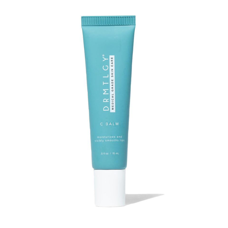 DRMTLGY C Balm front packaging showing clean branding and finish benefit