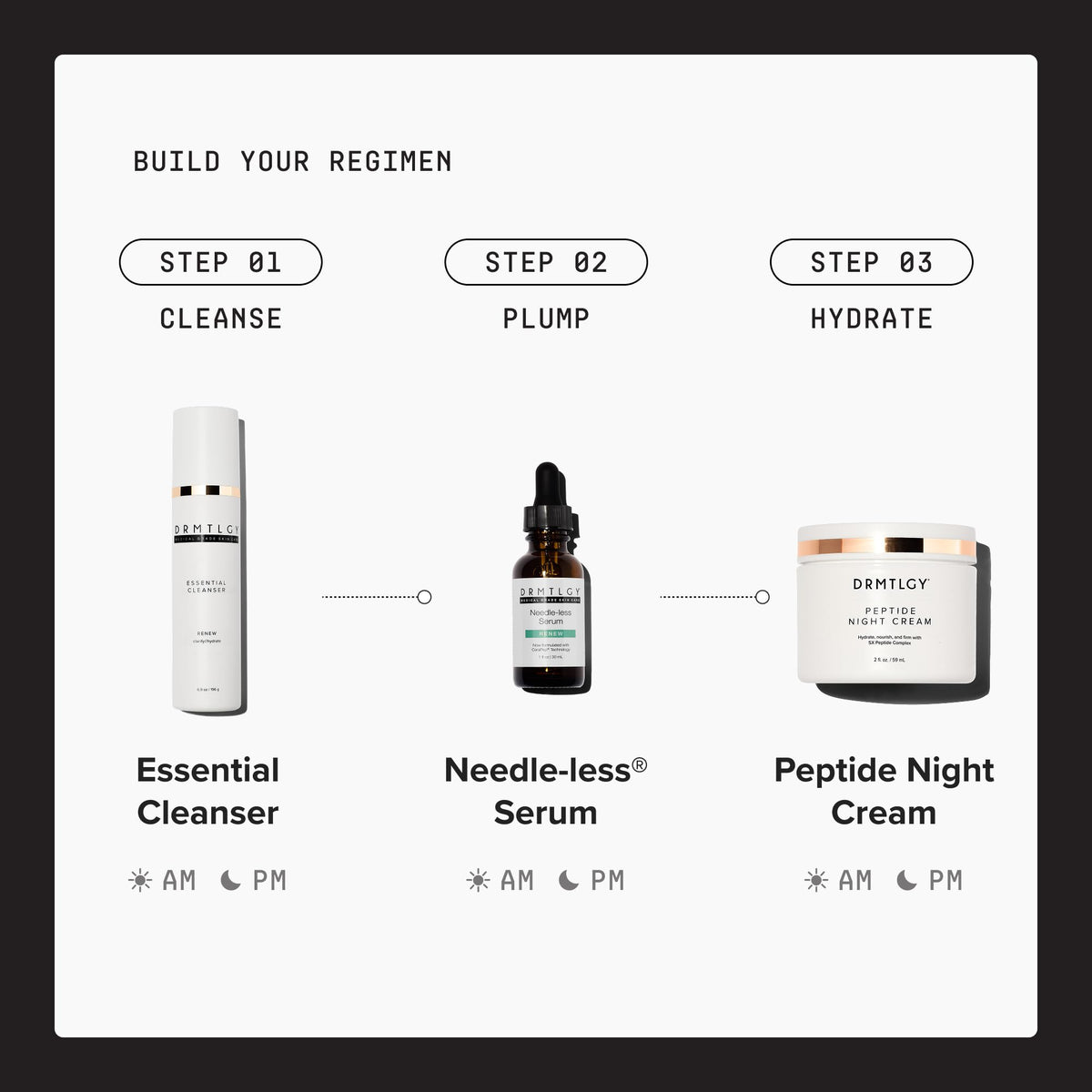 DRMTLGY applying cream to cheek showing immediate smoothing benefit