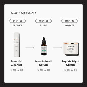 DRMTLGY applying cream to cheek showing immediate smoothing benefit