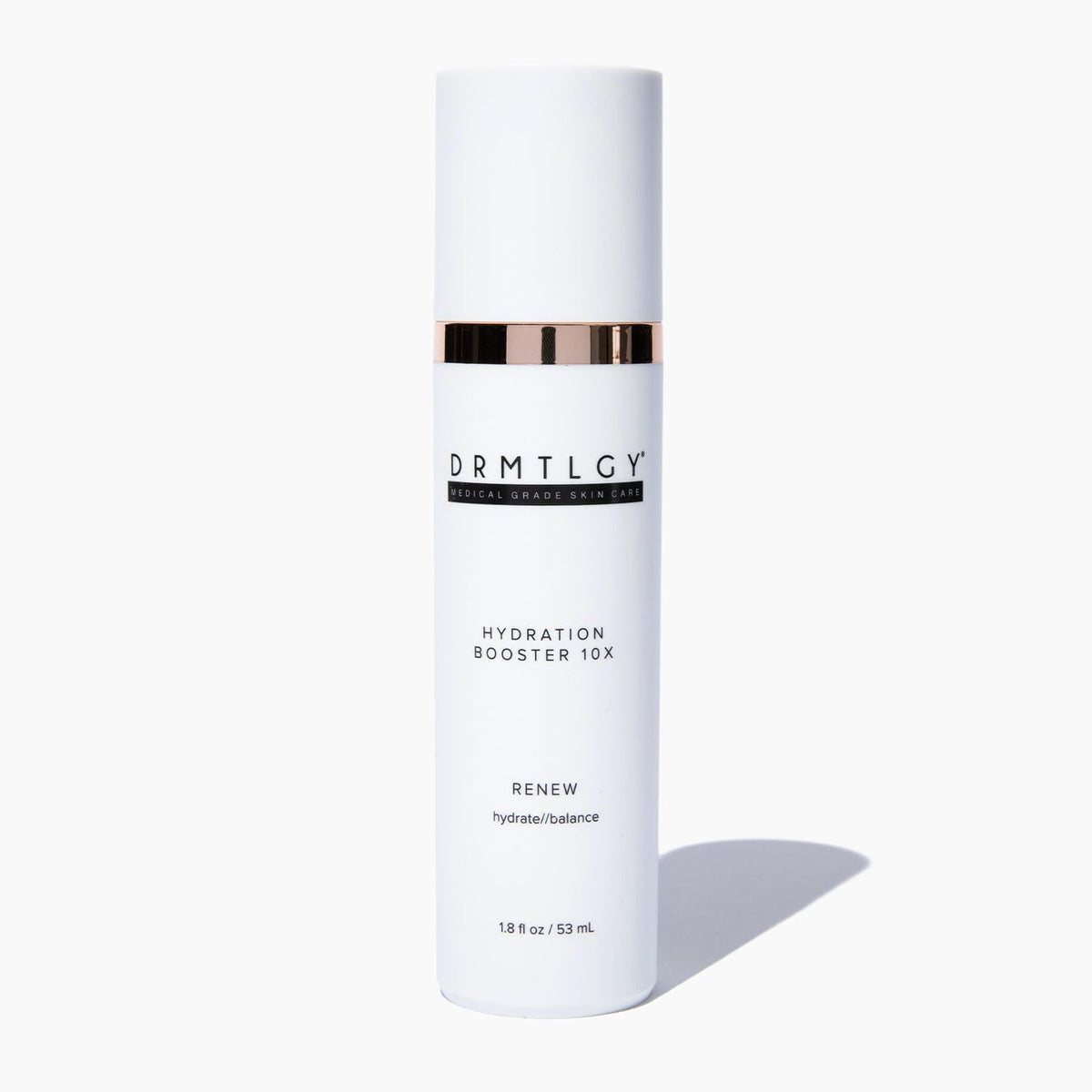 DRMTLGY front pump bottle showing compact hydrating serum packaging