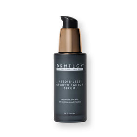DRMTLGY front view of serum bottle showing sleek packaging and product branding benefit clarity