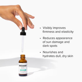 DRMTLGY ingredient label close-up emphasizing 15% vitamin C formulation