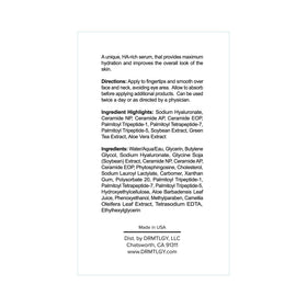 DRMTLGY label and ingredients panel highlighting antioxidants and HA