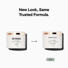 DRMTLGY label close-up highlighting peptide and ceramide benefits