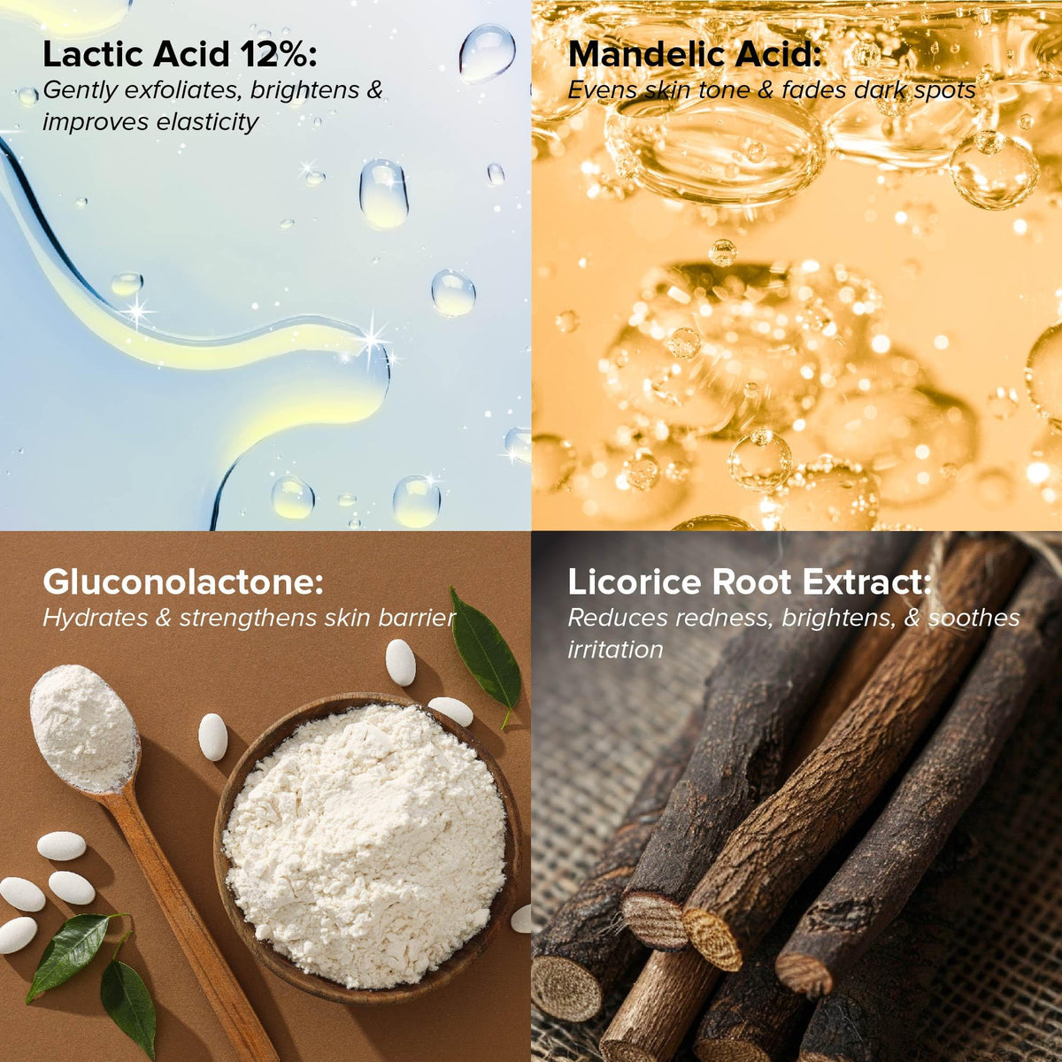 DRMTLGY licorice root extract visual, emphasizes brightening ingredient benefit