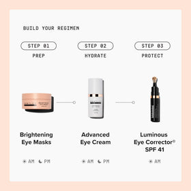 DRMTLGY lifestyle shot by mirror showing quick routine for brighter-looking eyes