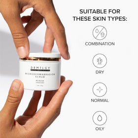 DRMTLGY scrub placed on bathroom shelf in lifestyle scene for routine