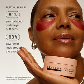 DRMTLGY application under eye demonstrating depuffing and smoothing benefit