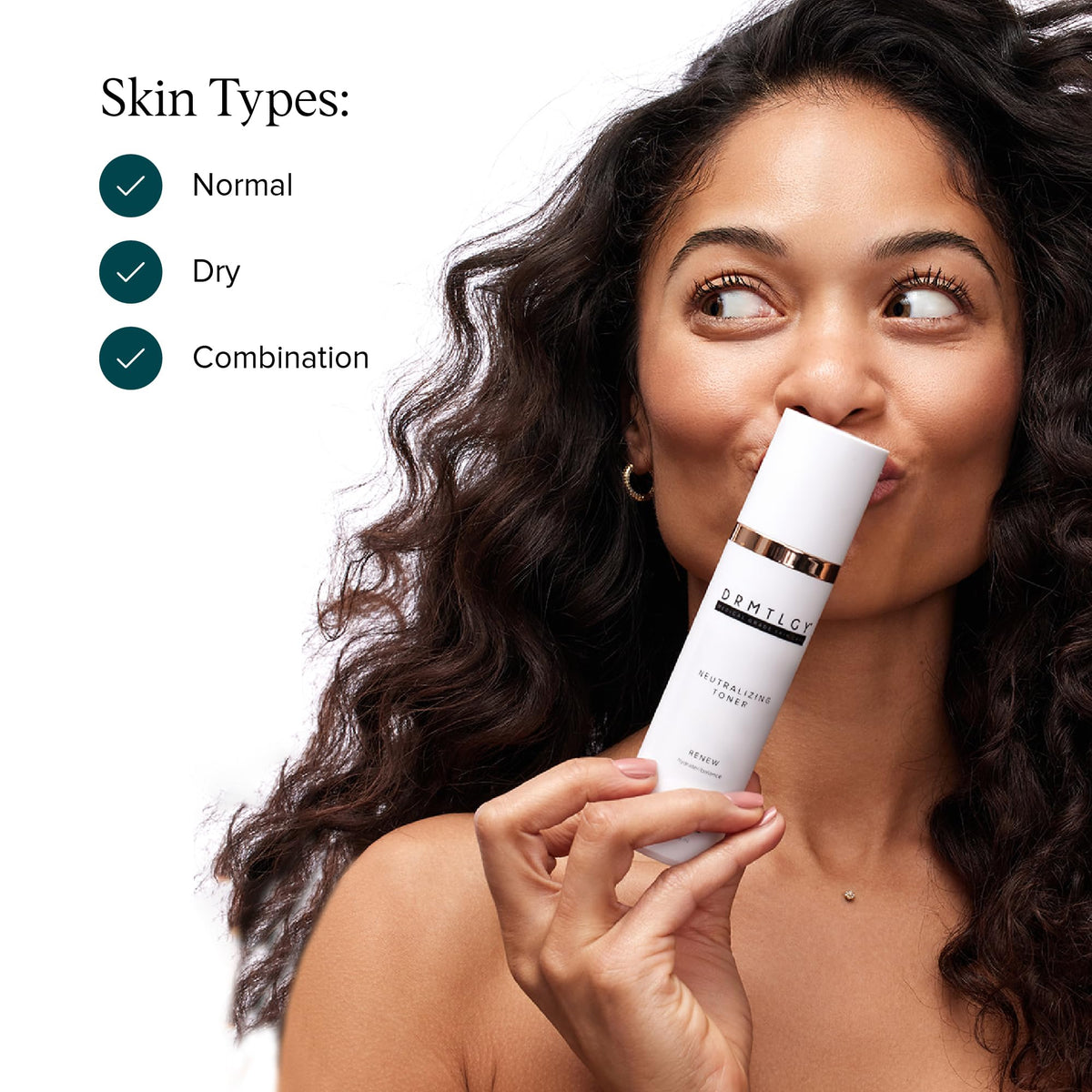 DRMTLGY toner applied with cotton pad removing residue and prepping skin