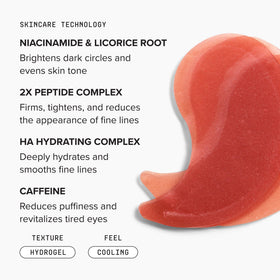 DRMTLGY label close-up showing key actives like caffeine and hyaluronic acid