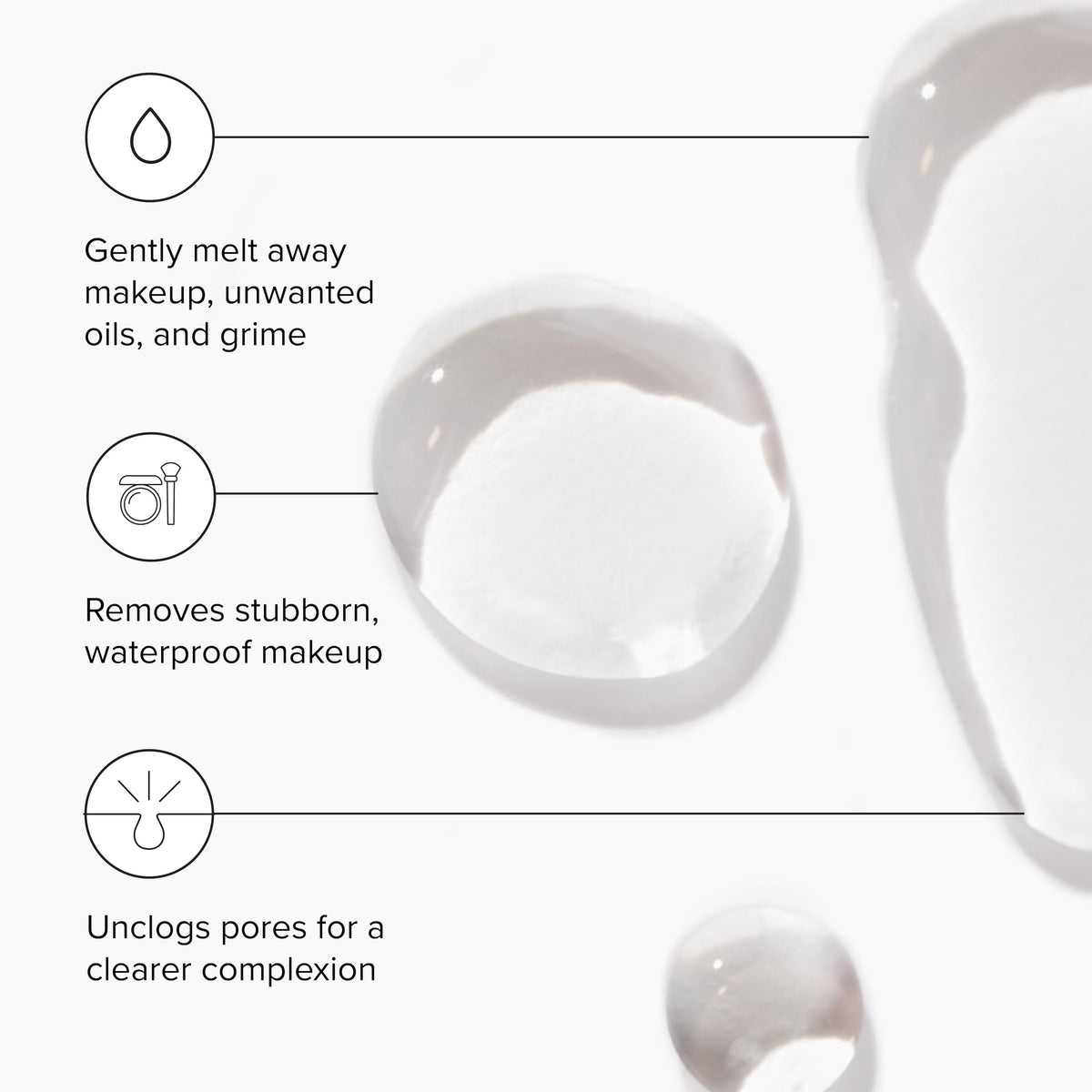 DRMTLGY oil texture drop on fingertip showing silky spreadability benefit