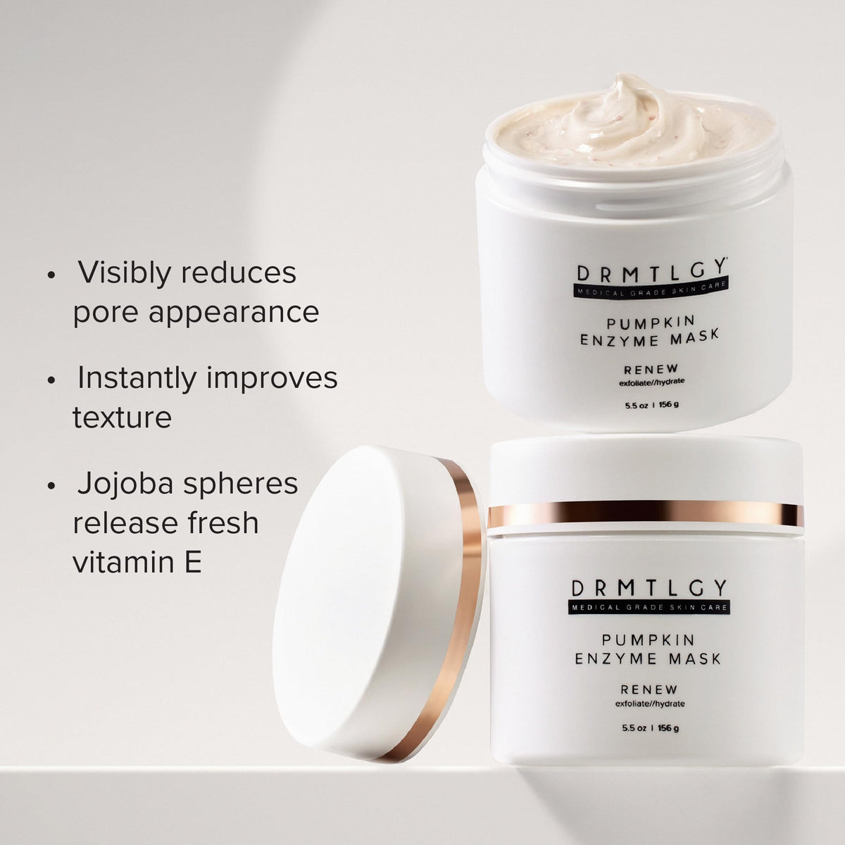 DRMTLGY mask applied on hand illustrating creamy consistency and easy blending