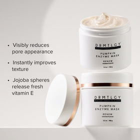 DRMTLGY mask applied on hand illustrating creamy consistency and easy blending