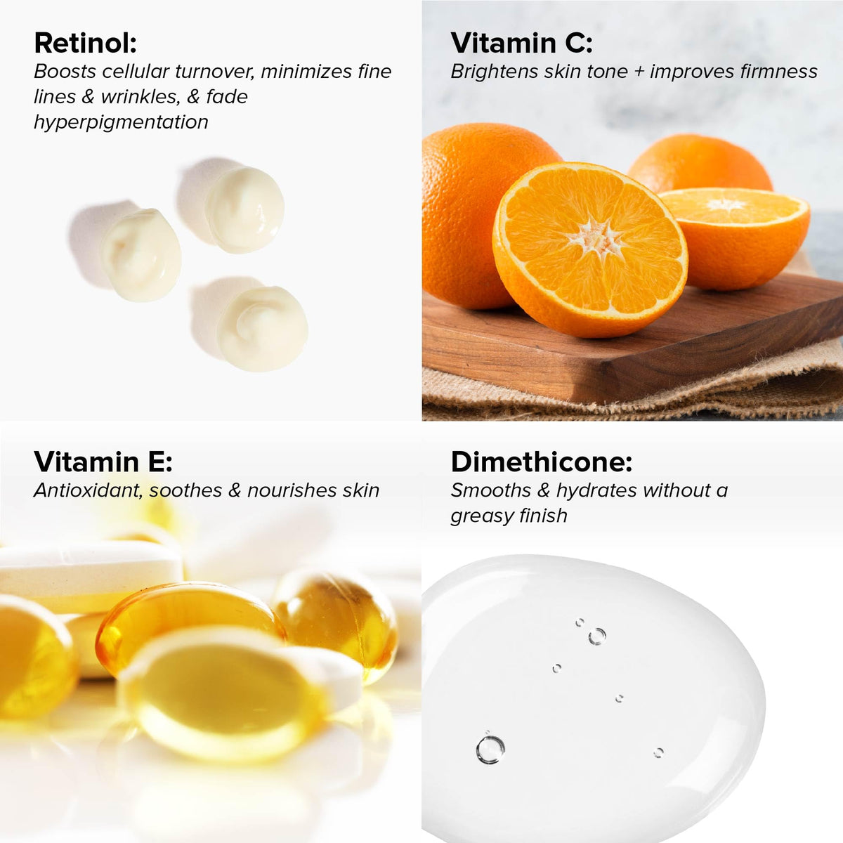 DRMTLGY close-up of product label highlighting 0.5% retinol with vitamins C and E