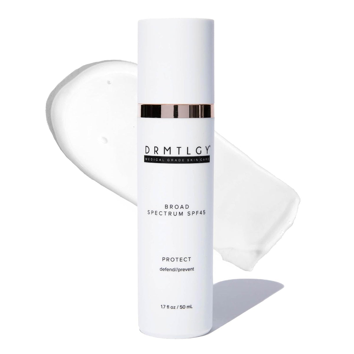 DRMTLGY front packaging showing SPF 45 and benefits