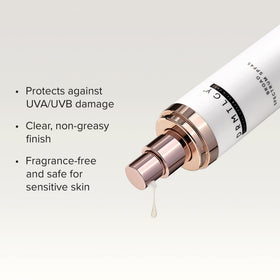 DRMTLGY pump and cap detail highlighting mess-free dispensing