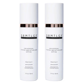DRMTLGY front packaging showing SPF 46 and versatile tint benefit