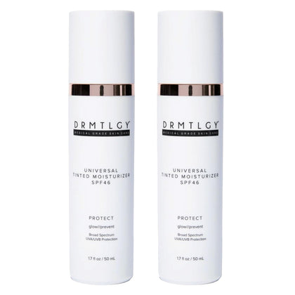 DRMTLGY front packaging showing SPF 46 and versatile tint benefit