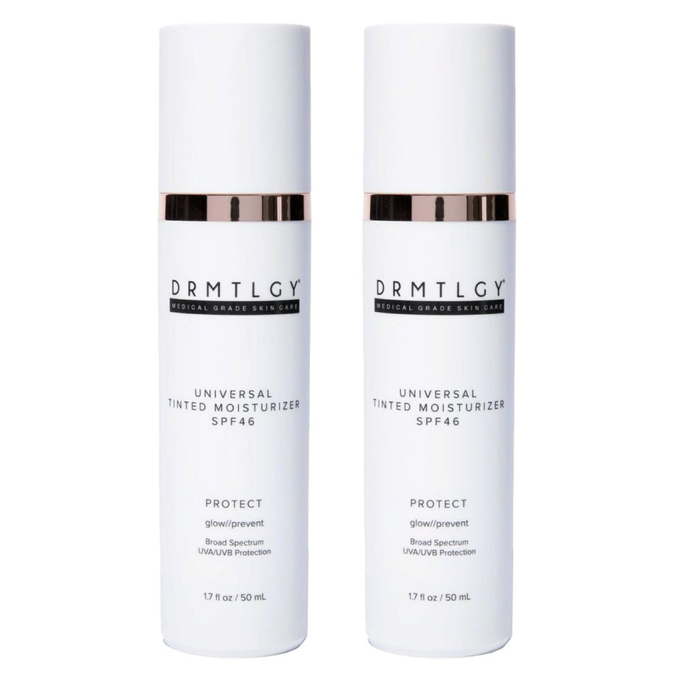 DRMTLGY front packaging showing SPF 46 and versatile tint benefit
