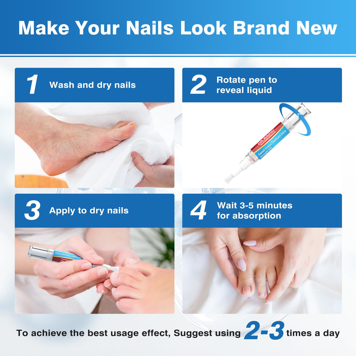 DR.RAPID before and after nail comparison showing improved nail appearance
