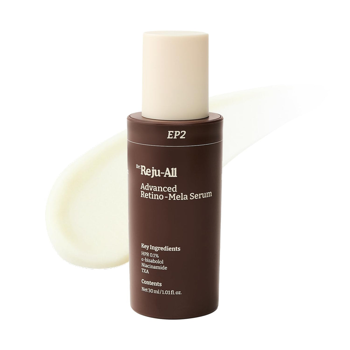 Dr.Reju-All front packaging showing sleek serum bottle and benefits