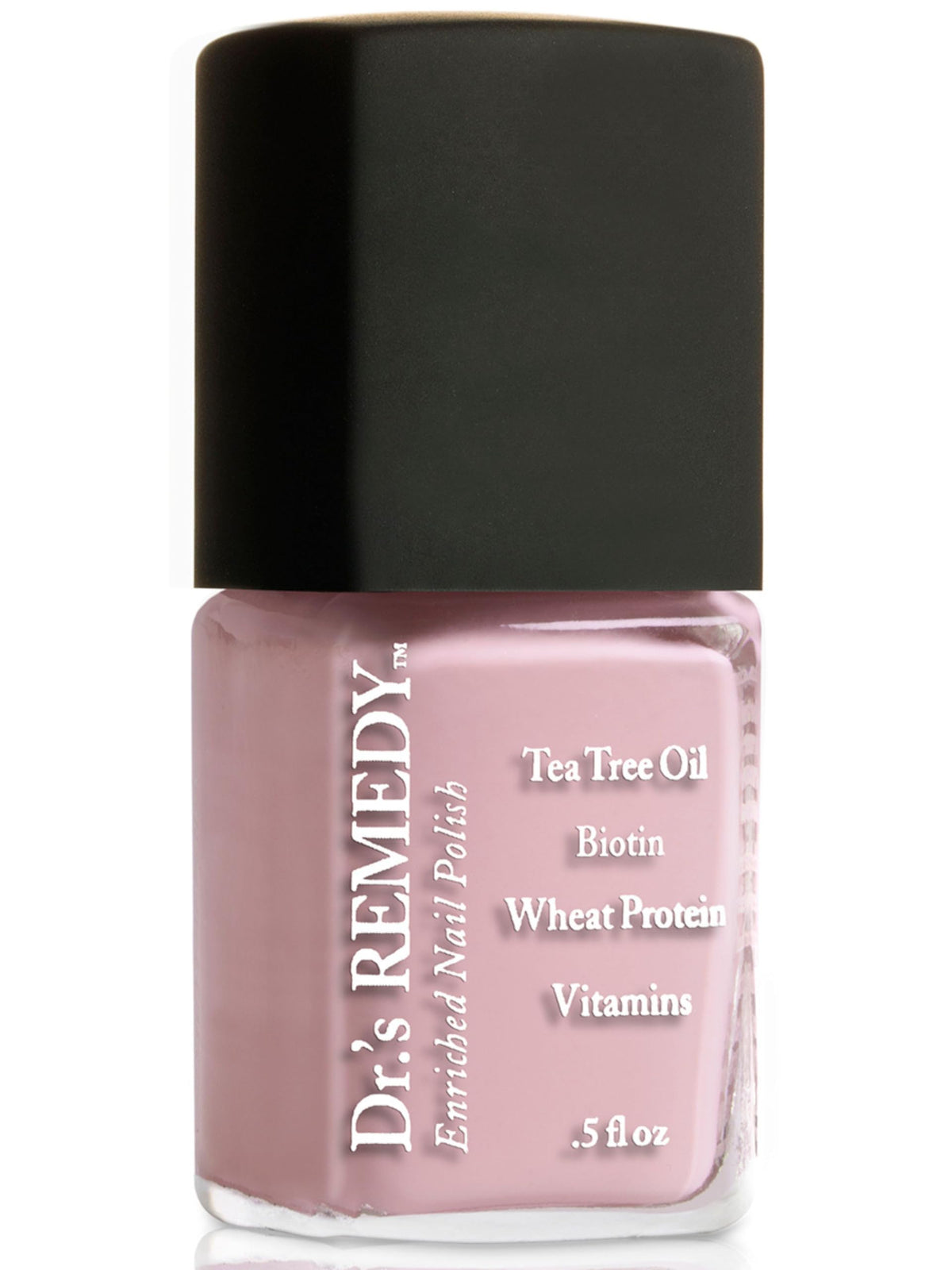 Dr.'s Remedy bottle front view showing blush color and glossy finish benefit
