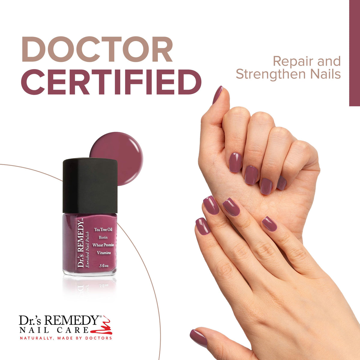 Dr.'s Remedy Brave Berry swatch illustrating rich color payoff