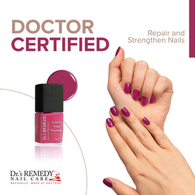 Dr.'s Remedy brush close-up applying polish for smooth even coverage benefit