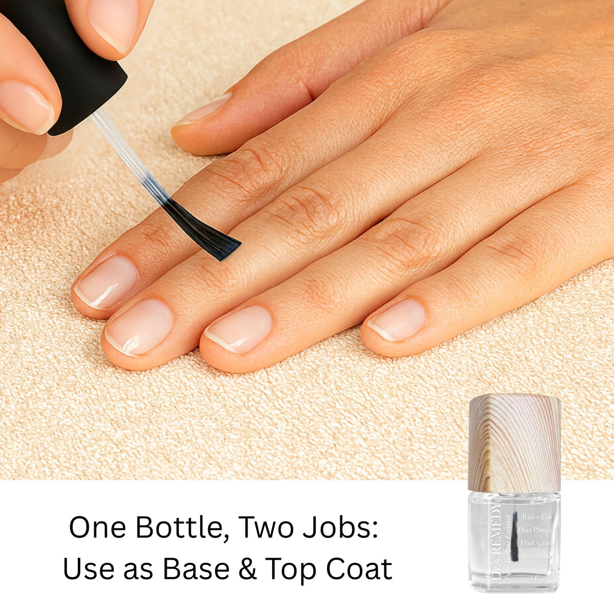 Dr.'s Remedy lifestyle hand model showing glossy manicure results
