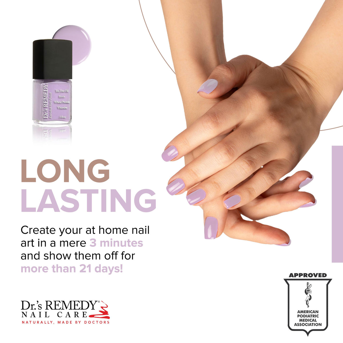 Dr.'s Remedy brush stroke close-up showing smooth coverage and even application
