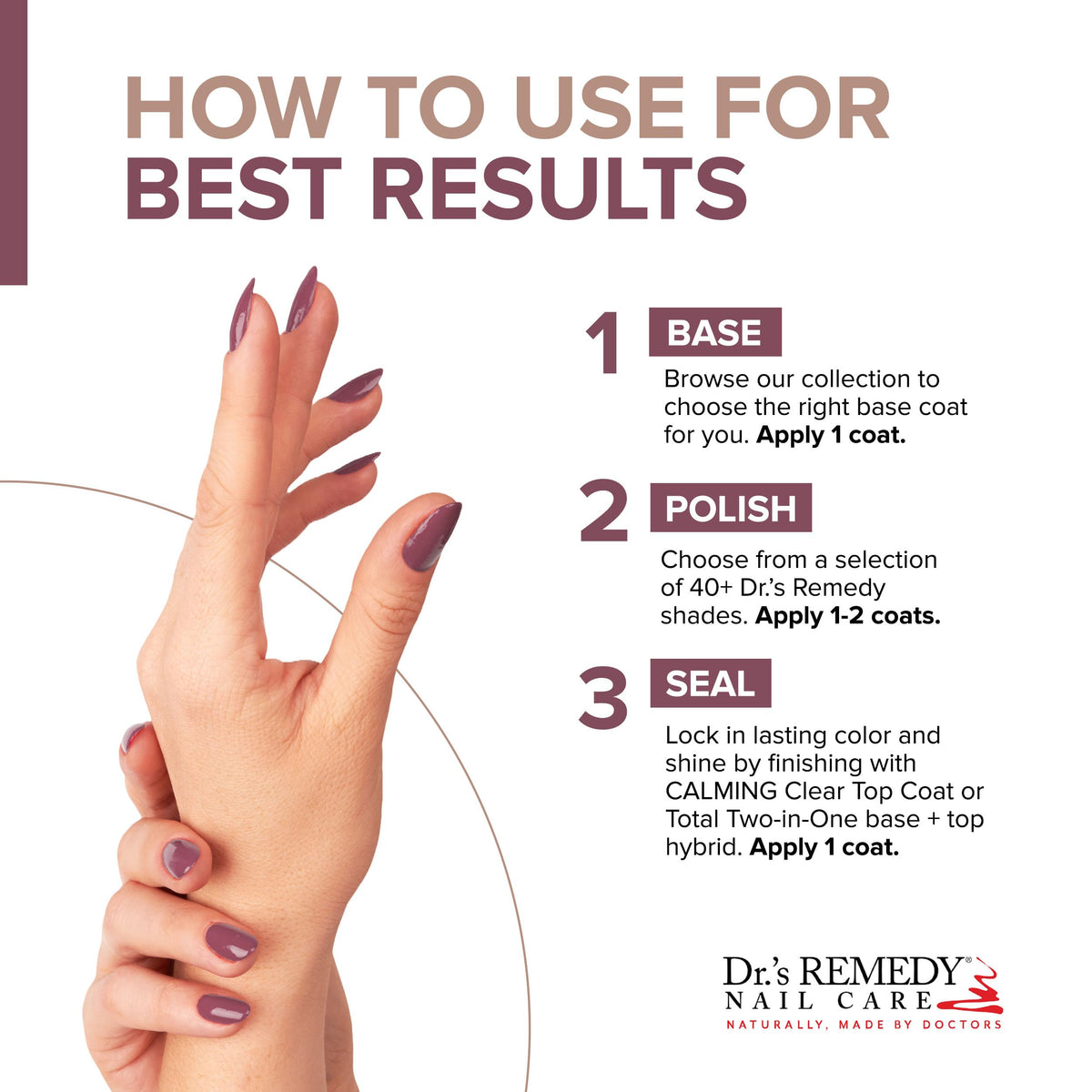 Dr.'s Remedy bottle next to ruler showing mindful mulberry size and travel-friendly benefit