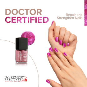Dr.'s Remedy brush applying Reflective Rose showing smooth even coverage benefit