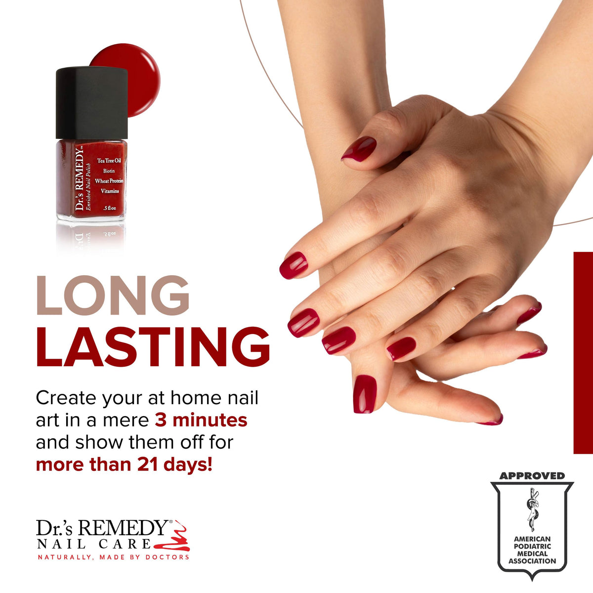 Close-up of RESCUE Red polish texture by Dr.'s Remedy highlighting rich pigment