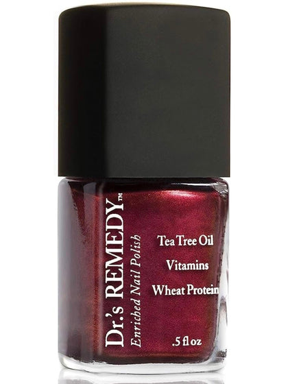 Dr.'s Remedy front bottle showing ruby red color and eco-friendly packaging benefit