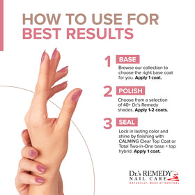 Dr.'s Remedy painted nails in lifestyle setting showing natural-looking strengthening benefit