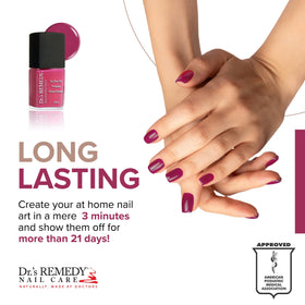 Dr.'s Remedy nail swatch on tips showing bright pink finish and durable wear benefit