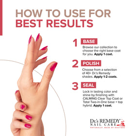Dr.'s Remedy glossy texture close-up showing quick-dry, high-shine benefit