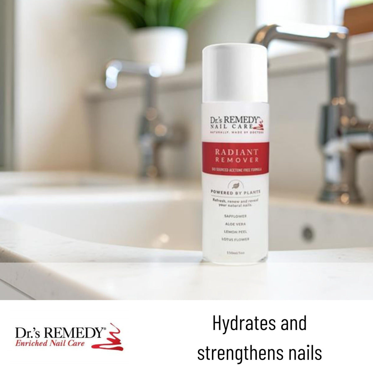 Dr.'s Remedy texture pour demonstrating non-acetone liquid that hydrates