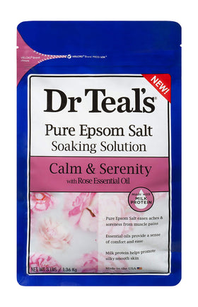Dr.Teal's products staged in a tub scene conveying a relaxing at-home soak