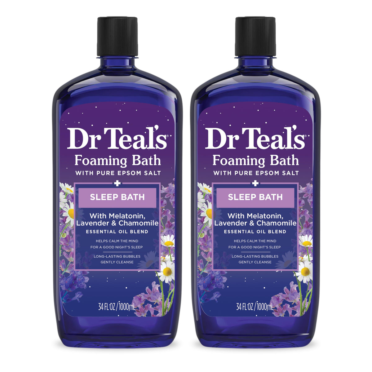 Dr Teal's front packaging showing calming sleep blend and benefits