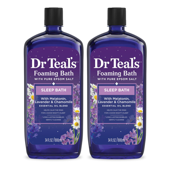Dr Teal's front packaging showing calming sleep blend and benefits