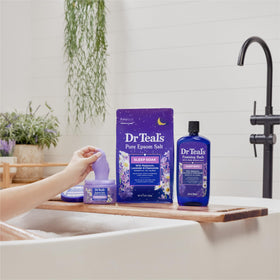 Dr Teal's with lavender and chamomile ingredients emphasizing soothing scent