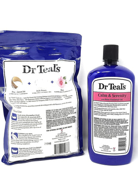 Rose petals and bottle illustrating Dr.Teal's rose essential oil scent benefit