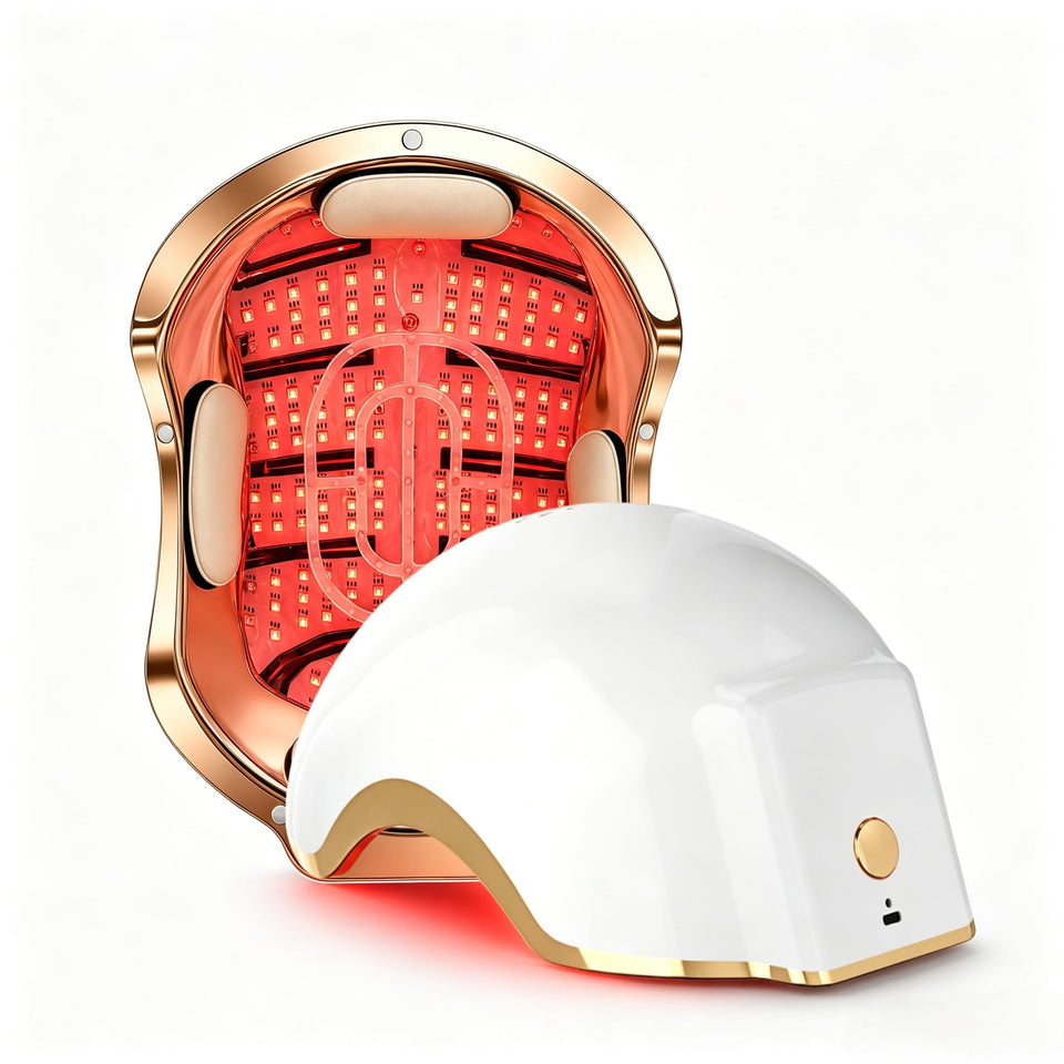 DRTHEORY helmet front view showing full-coverage diodes and comfortable fit benefit