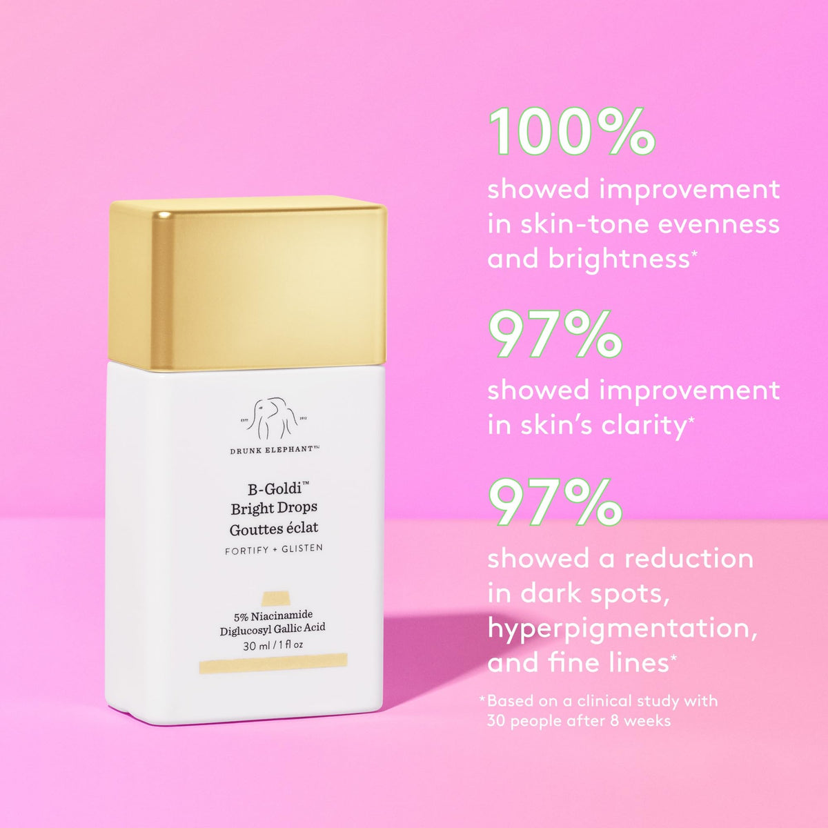 Drunk Elephant texture spread on skin showing smooth, non-glittering luminous finish