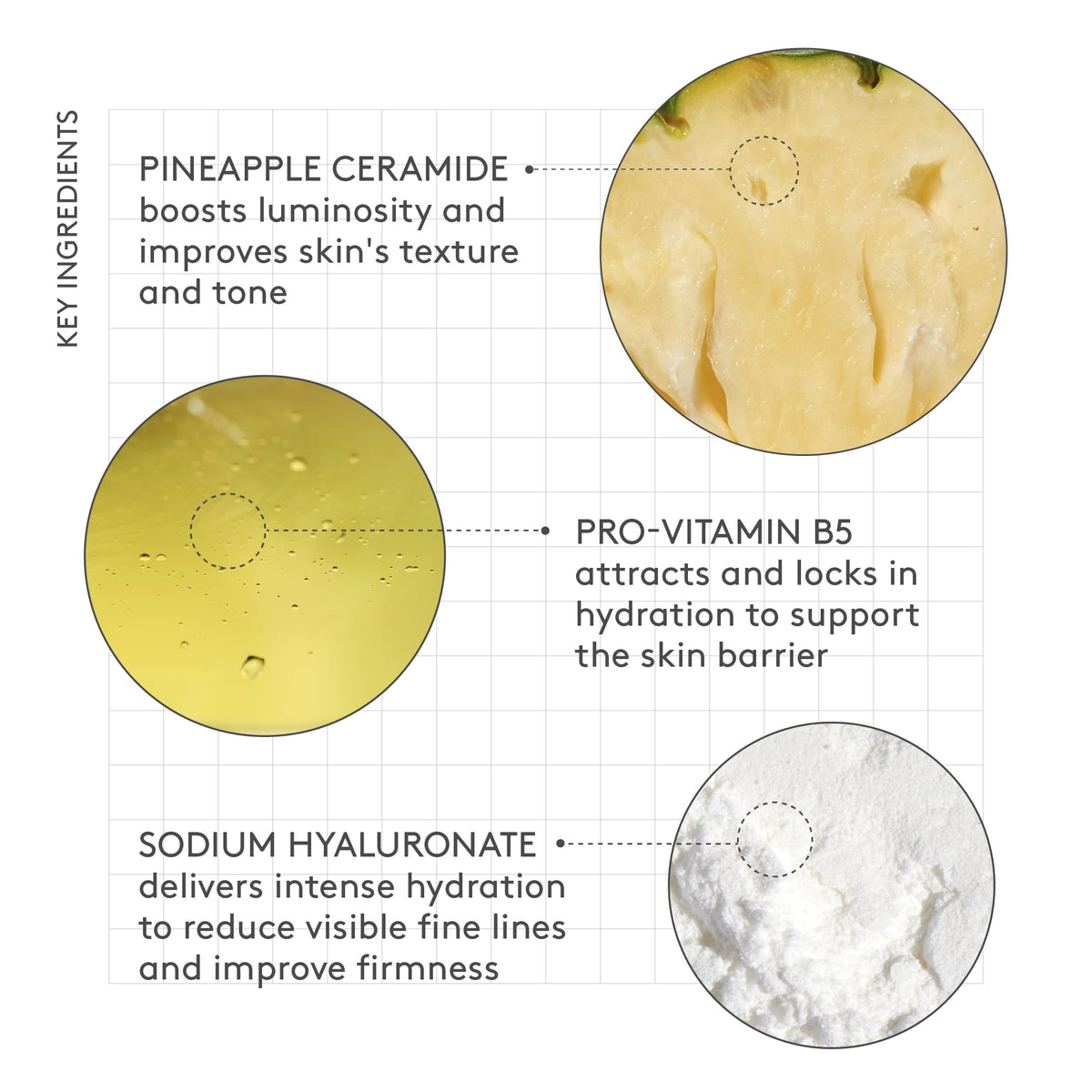 Drunk Elephant ingredient label closeup highlighting pro‑vitamin B5 and pineapple ceramide